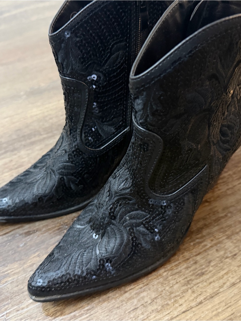 Helen’s Heart Western Embroidered Sequin Ankle Boots